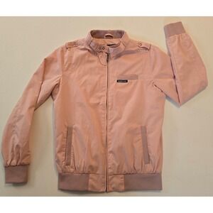 Members Only Pink Bomber Jacket Classic Racer Style Zip Up Lightweight Sz Medium